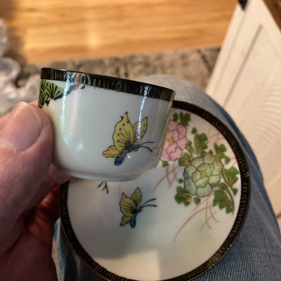 Vintage Made In Occupied Japan Mini Tea Sake Cup and Saucer Hand Painted (EXC) - Picture 13 of 14